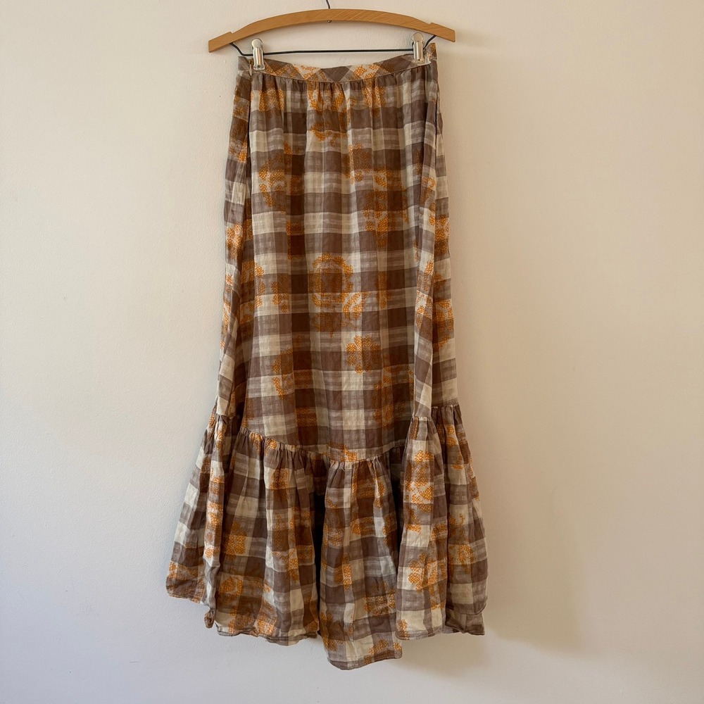 NWT Urban Outfitters Million Miles Plaid Midi Skirt Size Small - Picture 2 of 10